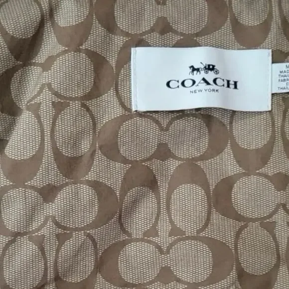 Coach Lightweight Pink overcoat Trench coat blush cotton drawstring Sz S - Picture 10 of 10